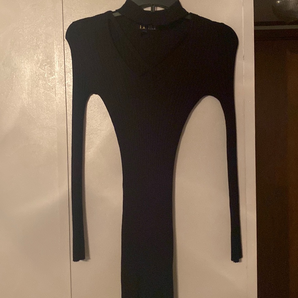 Right, fitted black dress